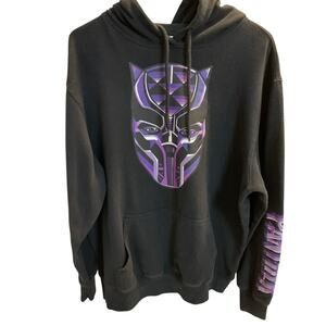 Marvel Studios Black Panther Hoodie Black Streetwear Goth Grunge Skater Mens Lg